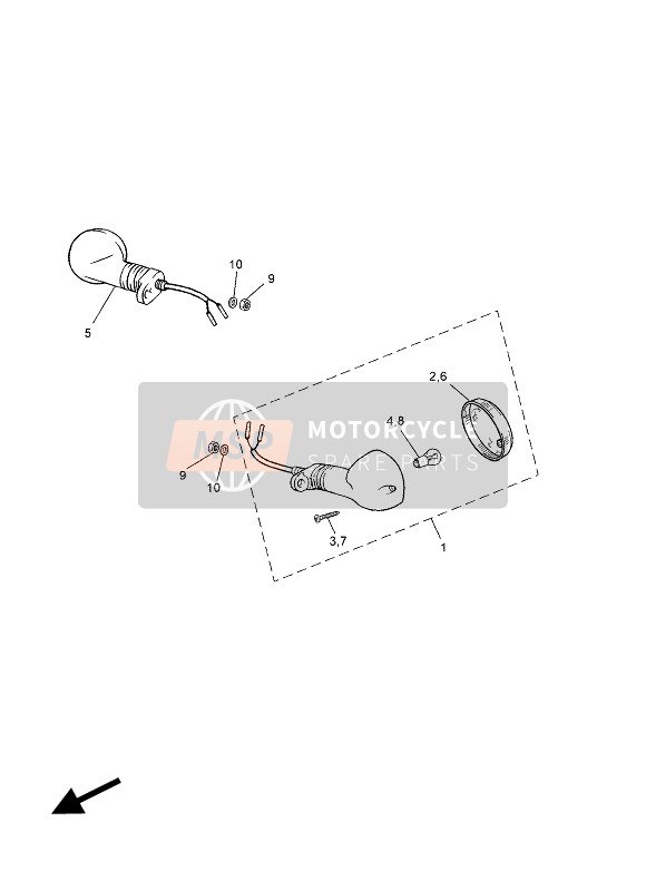 5WXH33300000, Rear Flasher Light Assy 1, Yamaha, 0